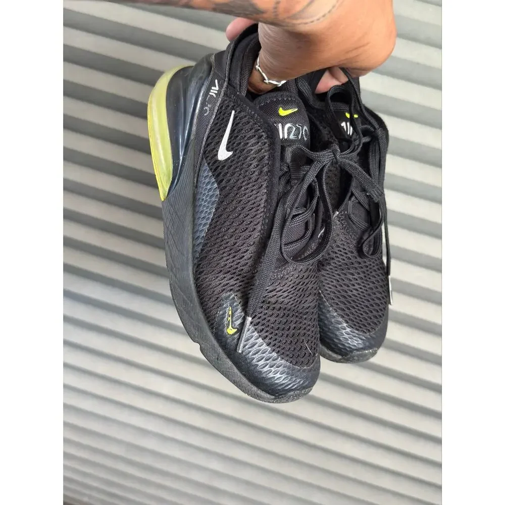 Nike Air Max 270 Black Volt Running Shoes Kids Size 13C FN3883-001